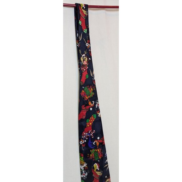 Looney Tunes Mania 1996 Christmas Men's Christmas Tie Bugs Bunny Taz Tweety Bird - Picture 3 of 4